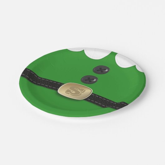 Kerst Green Elf Suit Monogram Papier Borden Papieren Bordje (Gekanteld)
