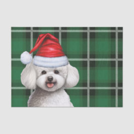 Kerst Green Plaid en Bichon Frise Hond Tissuepapier