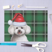 Kerst Green Plaid en Bichon Frise Hond Tissuepapier (Craft)
