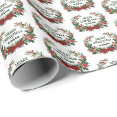 Kerst Greenery Krans met rode strik Cadeaupapier (Rol Hoek)