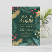 Kerst grenen maretak goud chic dek de zalen kaart (Staand voorkant)