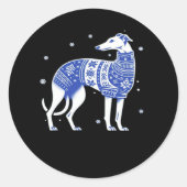 Kerst Greyhound Hond Dragen van een Lelijke Trui B Ronde Sticker (Voorkant)
