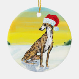 kerst greyhound keramisch ornament