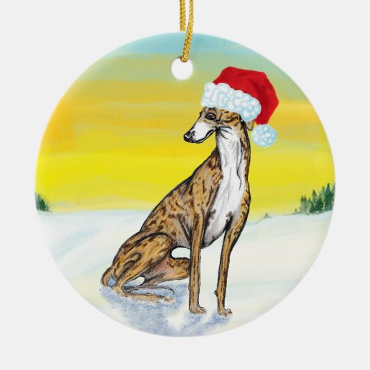 kerst greyhound keramisch ornament (Voorkant)