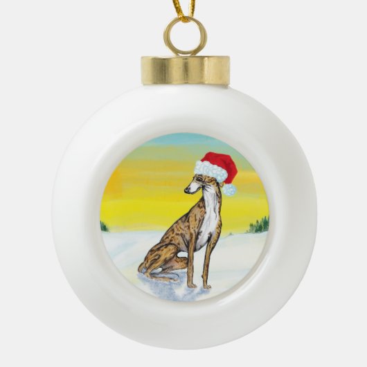 kerst greyhound keramische bal ornament (Voorkant)
