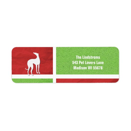 Kerst Greyhound Silhouet gepersonaliseerd Etiket (Voorkant)