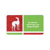 Kerst Greyhound Silhouet in rood en groen Etiket (Voorkant)