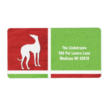Kerst Greyhound Silhouet in rood en groen