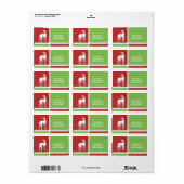 Kerst Greyhound Silhouet in rood en groen Etiket (Full Sheet)