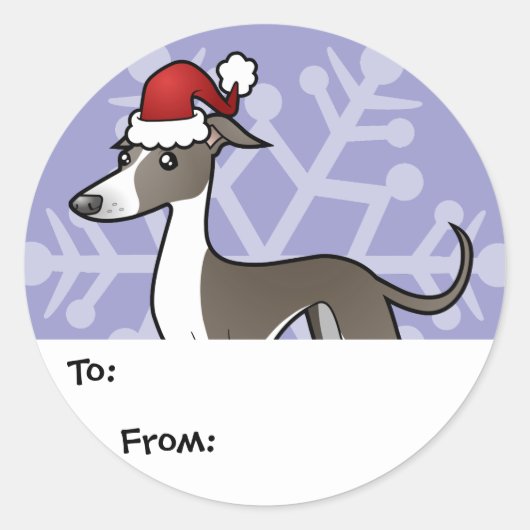 Kerst Greyhound / Whippet / Iggy Gift Labels (Voorkant)