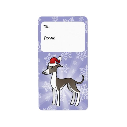 Kerst Greyhound / Whippet / Iggy Gift Labels (Voorkant)