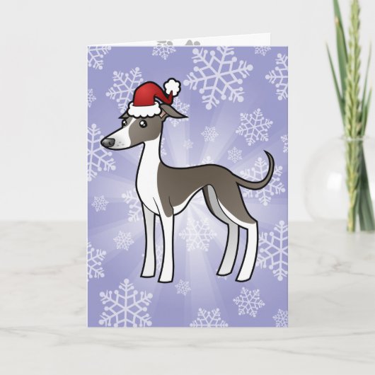 Kerst Greyhound/Whippet/Italiaans Greyhound Feestdagen Kaart (Voorkant)