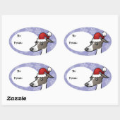 Kerst Greyhound/Whippet/Italiaans Greyhound Ovale Sticker (Vel)