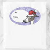 Kerst Greyhound/Whippet/Italiaans Greyhound Ovale Sticker (Tas)