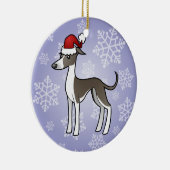 Kerst Greyhound/Whippet/Italiaanse Greyhound Keramisch Ornament (Rechts)