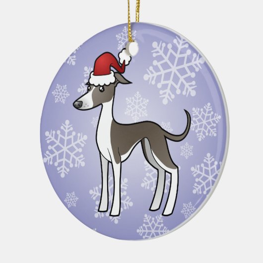 Kerst Greyhound/Whippet/Italiaanse Greyhound Keramisch Ornament (Links)