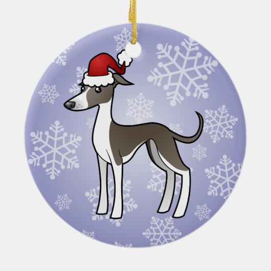 Kerst Greyhound/Whippet/Italiaanse Greyhound Keramisch Ornament (Achterkant)
