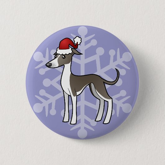 Kerst Greyhound/Whippet/Italiaanse Greyhound Ronde Button 5,7 Cm (Voorkant)