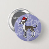 Kerst Greyhound/Whippet/Italiaanse Greyhound Ronde Button 5,7 Cm (Voorkant /achterkant)