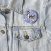 Kerst Greyhound/Whippet/Italiaanse Greyhound Ronde Button 5,7 Cm (In situ)