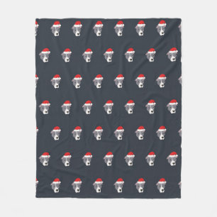 Kerst Grijs en Witte Pit Bull Dog Fleece Deken