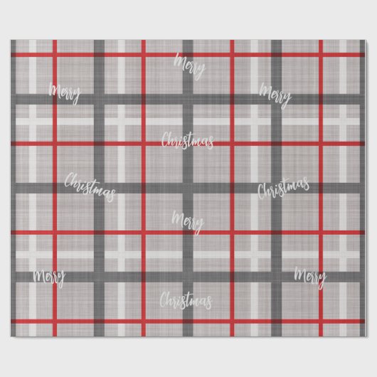 Kerst grijs rood geruite inpakpapier (Vlak)
