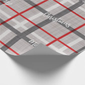 Kerst grijs rood geruite inpakpapier (Hoek)