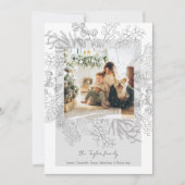 Kerst Grijs Winter Foliage Foto Lijst Feestdagenkaart (Voorkant)