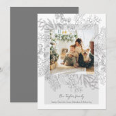 Kerst Grijs Winter Foliage Foto Lijst Feestdagenkaart (Voorkant / Achterkant)