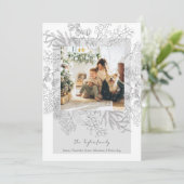 Kerst Grijs Winter Foliage Foto Lijst Feestdagenkaart (Staand voorkant)