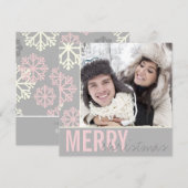 Kerst Grijze Sneeuwvlok Foto Feestdagenkaart (Voorkant / Achterkant)