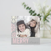 Kerst Grijze Sneeuwvlok Foto Feestdagenkaart (Staand voorkant)