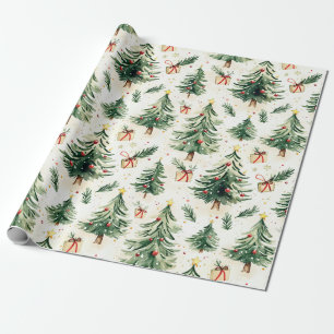Kerst grillige pijnbomen patroon cadeaupapier