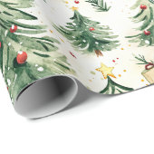 Kerst grillige pijnbomen patroon cadeaupapier (Rol Hoek)