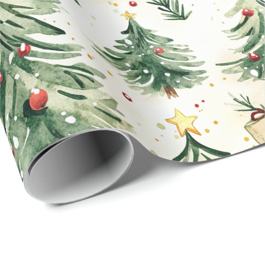 Kerst grillige pijnbomen patroon cadeaupapier (Rol Hoek)