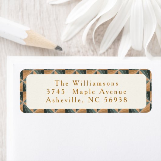 Kerst Groen  Art Deco Retouradres Etiket (Insitu)