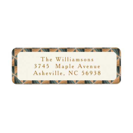 Kerst Groen  Art Deco Retouradres Etiket (Voorkant)