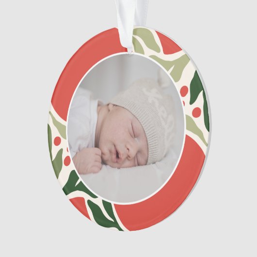 Kerst groen bessen houden ornament (voorkant)