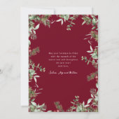 Kerst groen bladeren goud glitter foto feestdagenkaart (Achterkant)