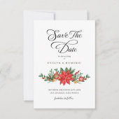 Kerst Groen Bloemen Elegante bruiloft Save The Date (Voorkant)