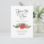 Kerst Groen Bloemen Elegante bruiloft Save The Date (Staand voorkant)