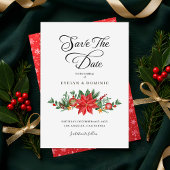 Kerst Groen Bloemen Elegante bruiloft Save The Date