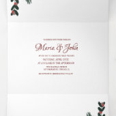 Kerst Groen Botanische Gouache bruiloft Drieluik Uitnodiging (Binnenkant midden)