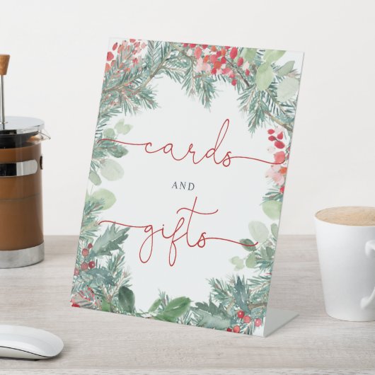 Kerst Groen Douche Kaarten & Cadeaus Reclamebord Met Voetstuk (Insitu)