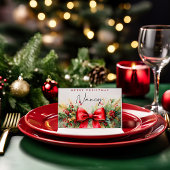 Kerst groen en boog gewoonte plaatskaartje