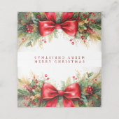 Kerst groen en boog gewoonte plaatskaartje (Buitenkant ongevouwen)