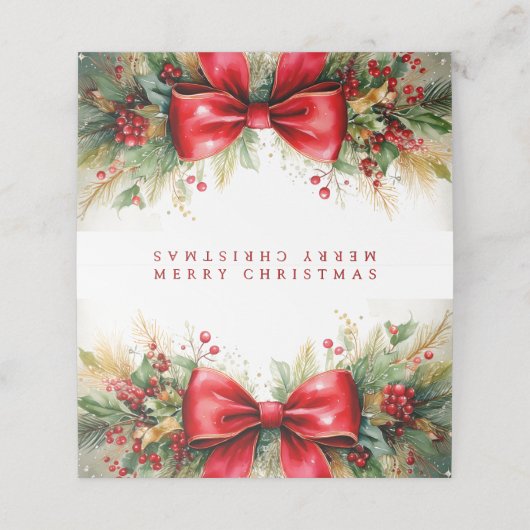 Kerst groen en boog gewoonte plaatskaartje (Buitenkant ongevouwen)