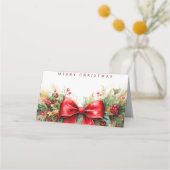 Kerst groen en boog gewoonte plaatskaartje (Achterkant)