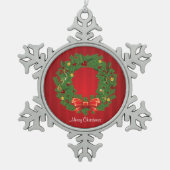 Kerst, groen en rood tin sneeuwvlok ornament (Voorkant)