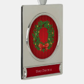 Kerst, groen en rood verzilverd banner ornament (Rechts)